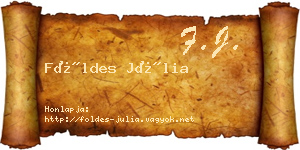 Földes Júlia névjegykártya